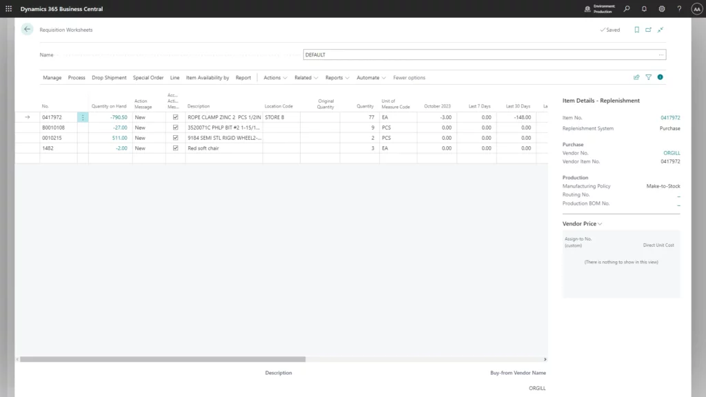 Requisition Worksheets