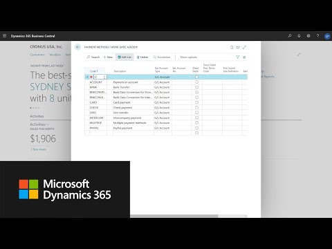 Watch Set Up Payment Methods in Microsoft Dynamics 365 Business Central