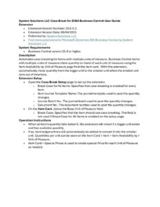 Case Break For D365 Business Central User Guide pdf