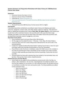 Requisition Worksheet with Sales History for D365 Business Central User Guide pdf