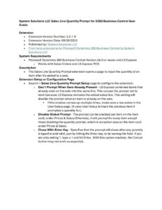 Sales Line Quantity Prompt for D365 Business Central User Guide pdf
