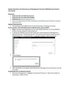 Store Account Management Tools for D365 Business Central User Guide pdf