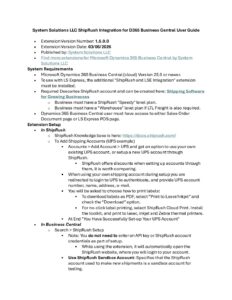 System Solutions LLC ShipRush Integration for D365 Business Central User Guide pdf